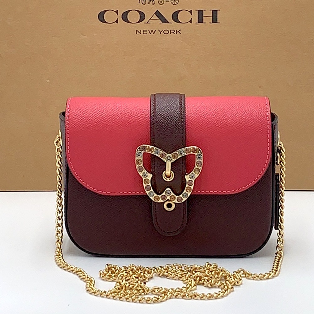 COACH Womens Gemma Crossbody In Colorblock Leather Color: Strawberry Haze/Cranb - Picture 2 of 16